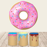 Rosa Lecker Krapfen Süßigkeitenland Runden Hintergrund Bausatz Für Mädchen Party